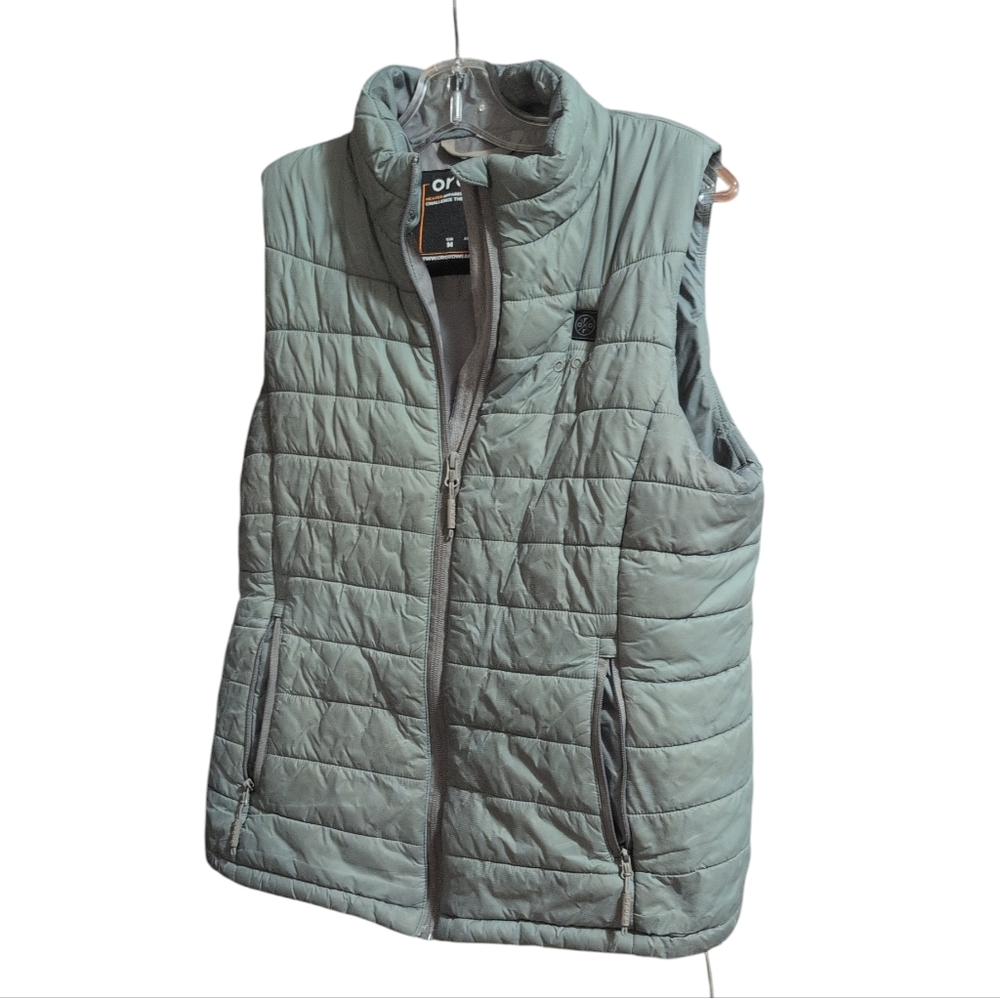 ORORO Men’s Heated Puffer Vest Medium Gray Full Zip Insulated NO Battery